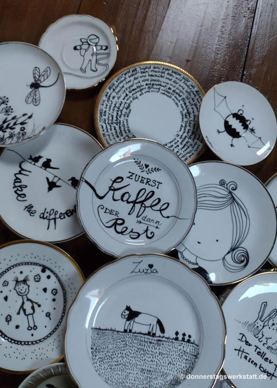 Handlettering und Malerei auf Omas Porzellan